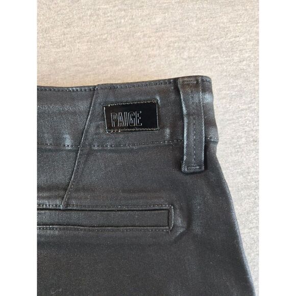 PAIGE Women's Mayslie Slim Jean Black Fog Luxe Coating Ankle High Rise Sz 28 - Picture 4 of 11